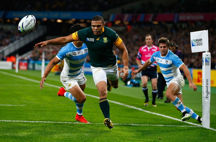 during the 2015 Rugby World Cup Bronze Final match between South Africa and Argentina at the Olympic Stadium on October 30, 2015 in London, United Kingdom.