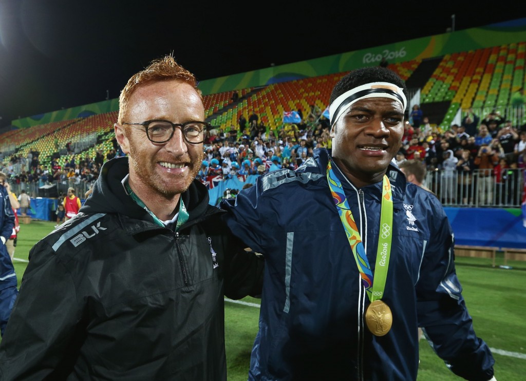 O inglês Ben Ryan (esquerda) celebra ouro olímpicoFoto: David Rogers/Getty Images